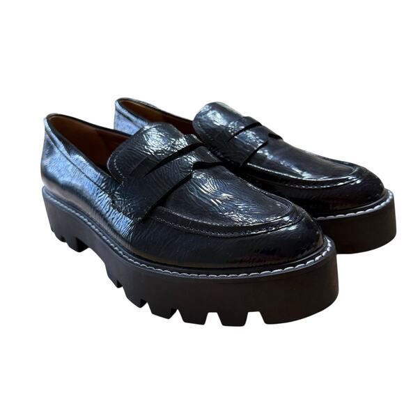 Franco Sarto Balin Penny Loafer Womens Size 7.5M Black Lug Sole Platform Chunky - Picture 1 of 9